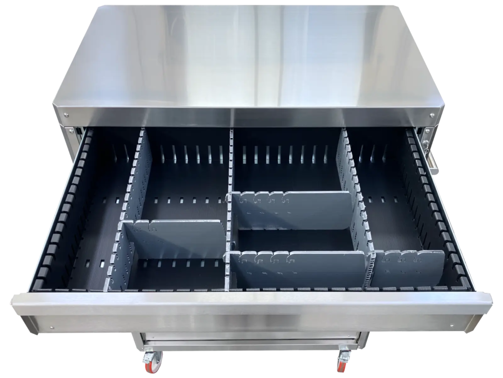 Airplax packaging sostenibile // aec-12-cassettiera-industriale-inox-divisori-kaizen-magazzino-componenti